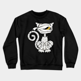 Black Cat Mummy Halloween Drawing Enthusiast Mummy Cat Crewneck Sweatshirt